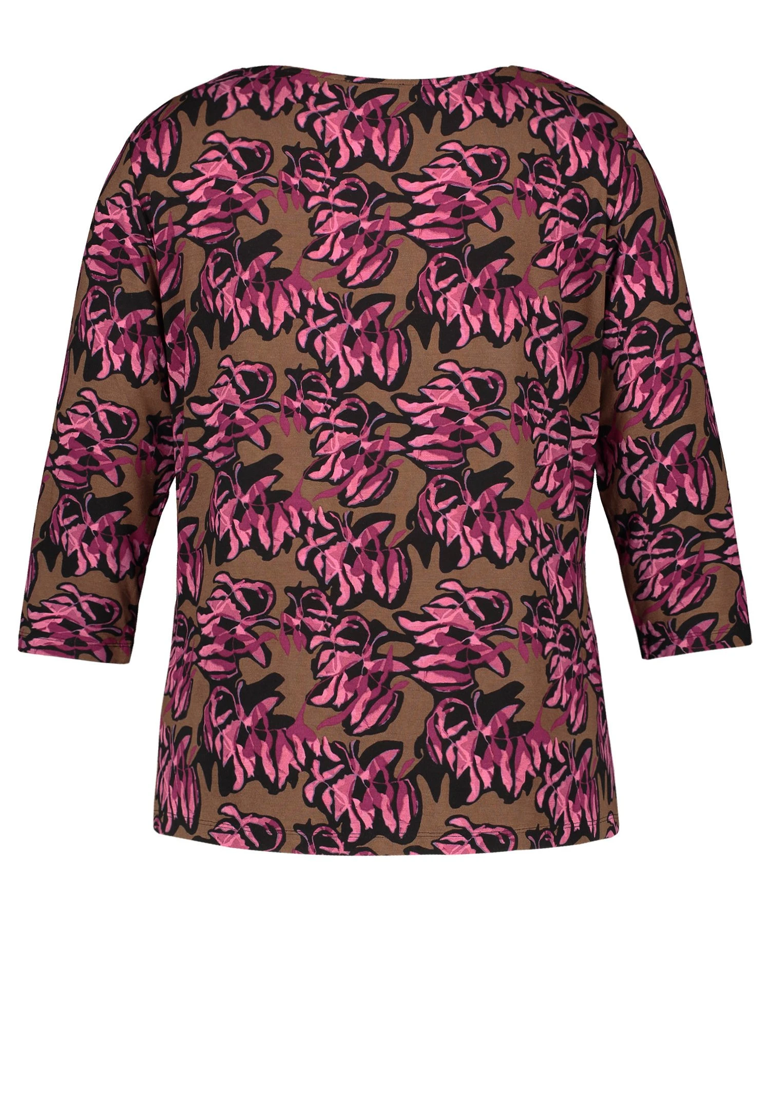 3/4 Arm RundhalsMit Ring-Detai - Camiseta De Manga Larga - Rustic Oak Gemustert - Imagen 5