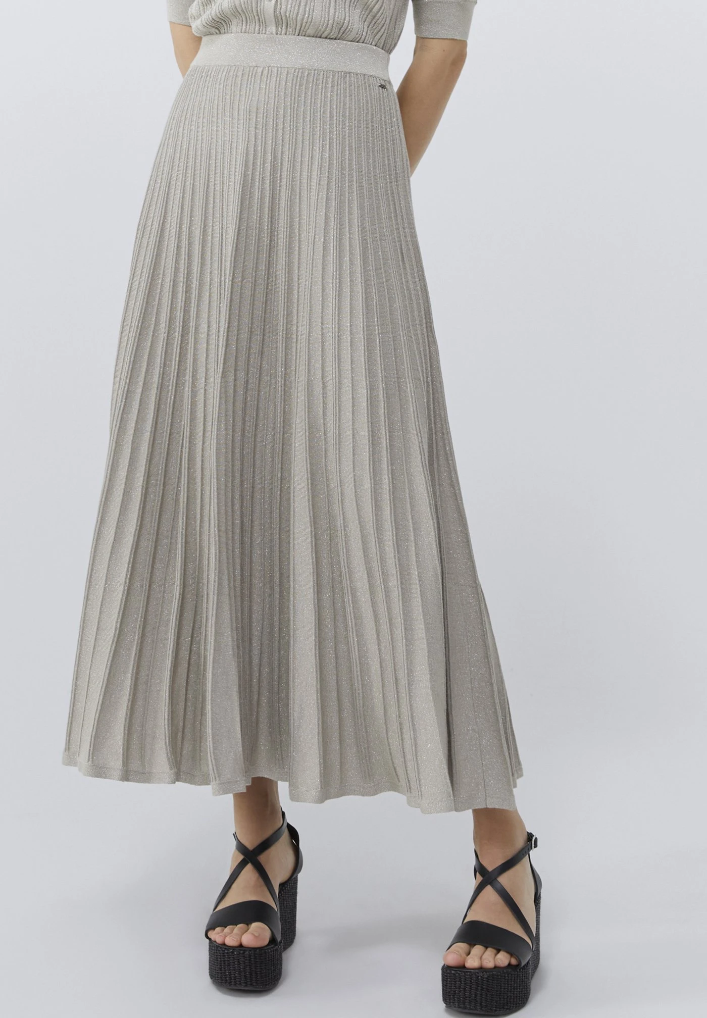 Ikks Mit Lurex - Falda Larga - Silver Grey