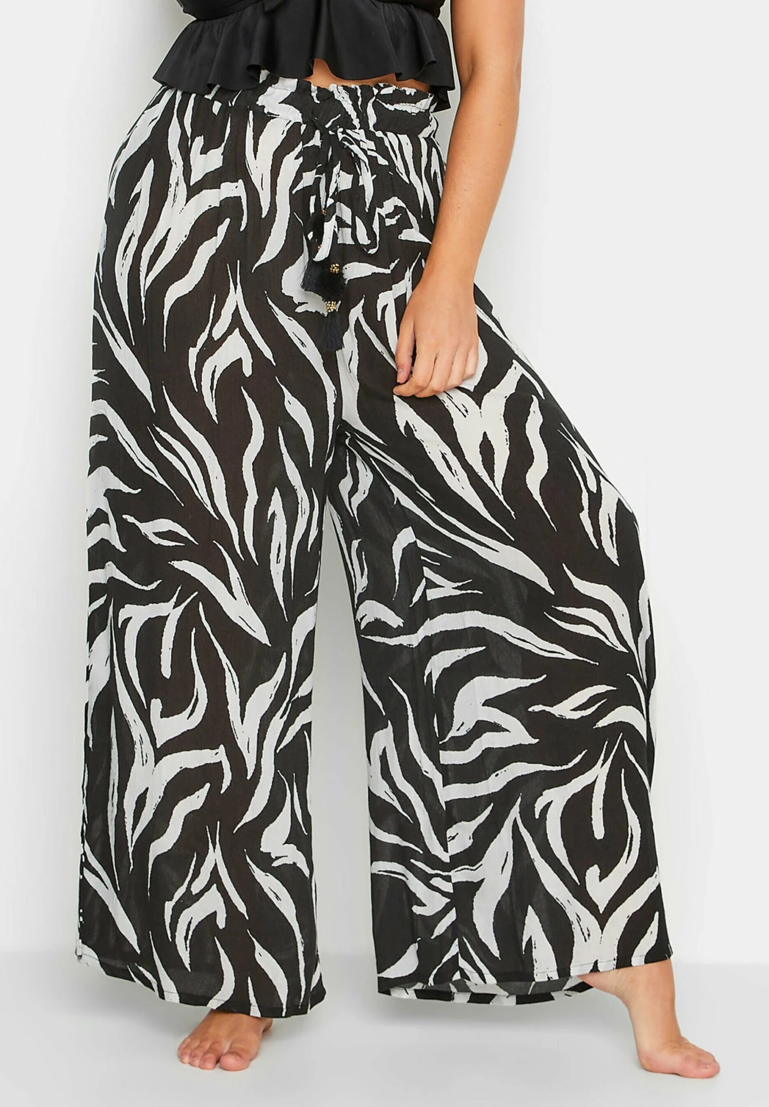 Animal Print Wide Leg- Complementos De Playa - Black