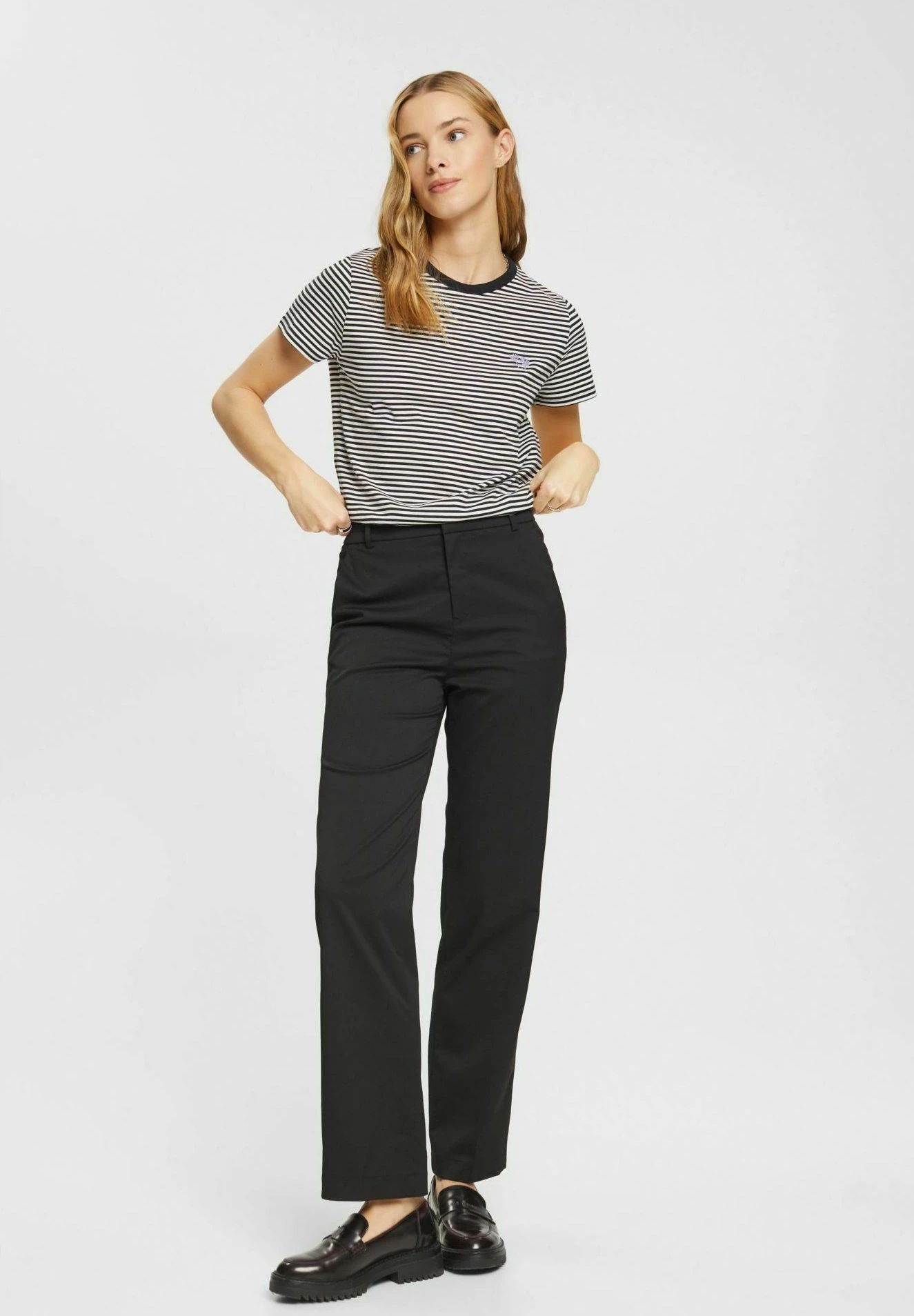 Edc By Esprit Gestreiftes Logo- Camiseta Estampada - Black - Imagen 3