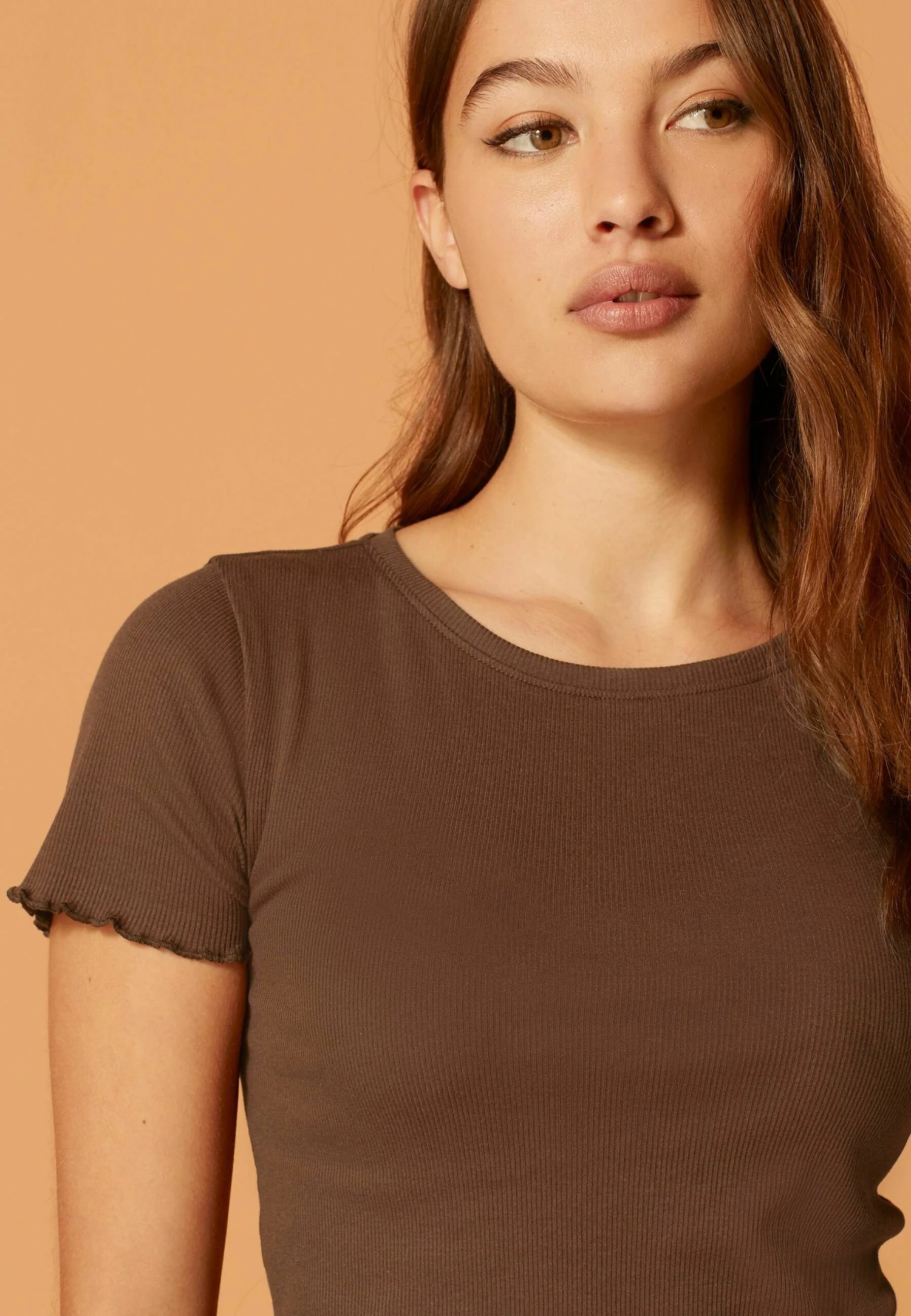 Next Short Sleeve Lettuce Edge Standard - Camiseta Básica - Brown - Imagen 3