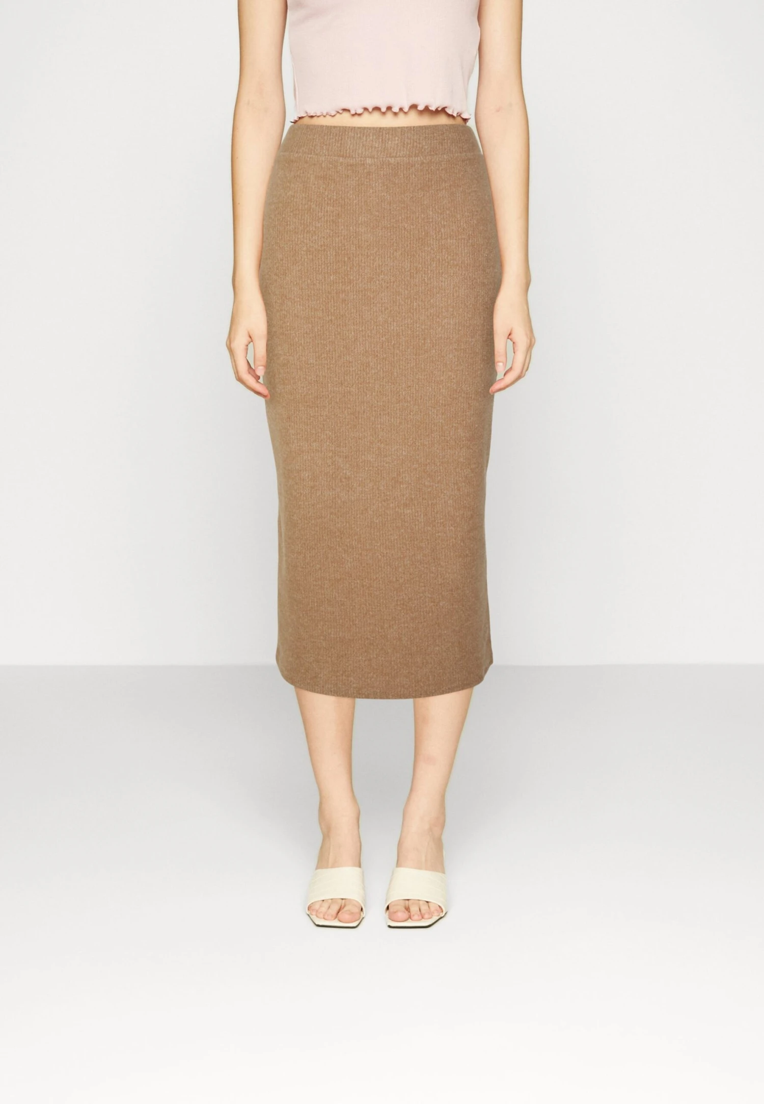 Vila Vihaudi Pencil Skirt - Falda De Tubo - Natural Melange