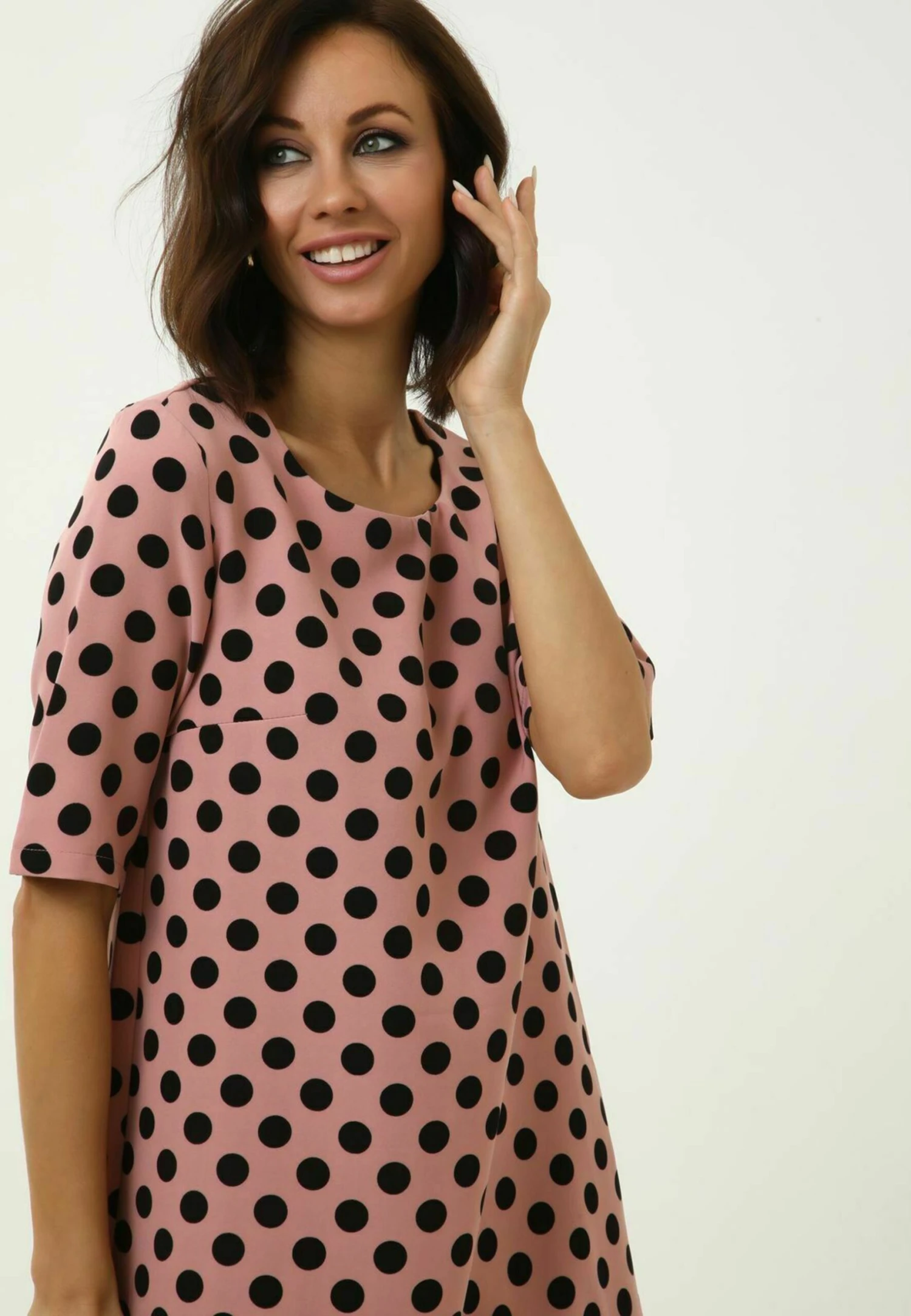 Dreiviertelarm Gerade Mini - Vestido Informal - Salmon - Imagen 5