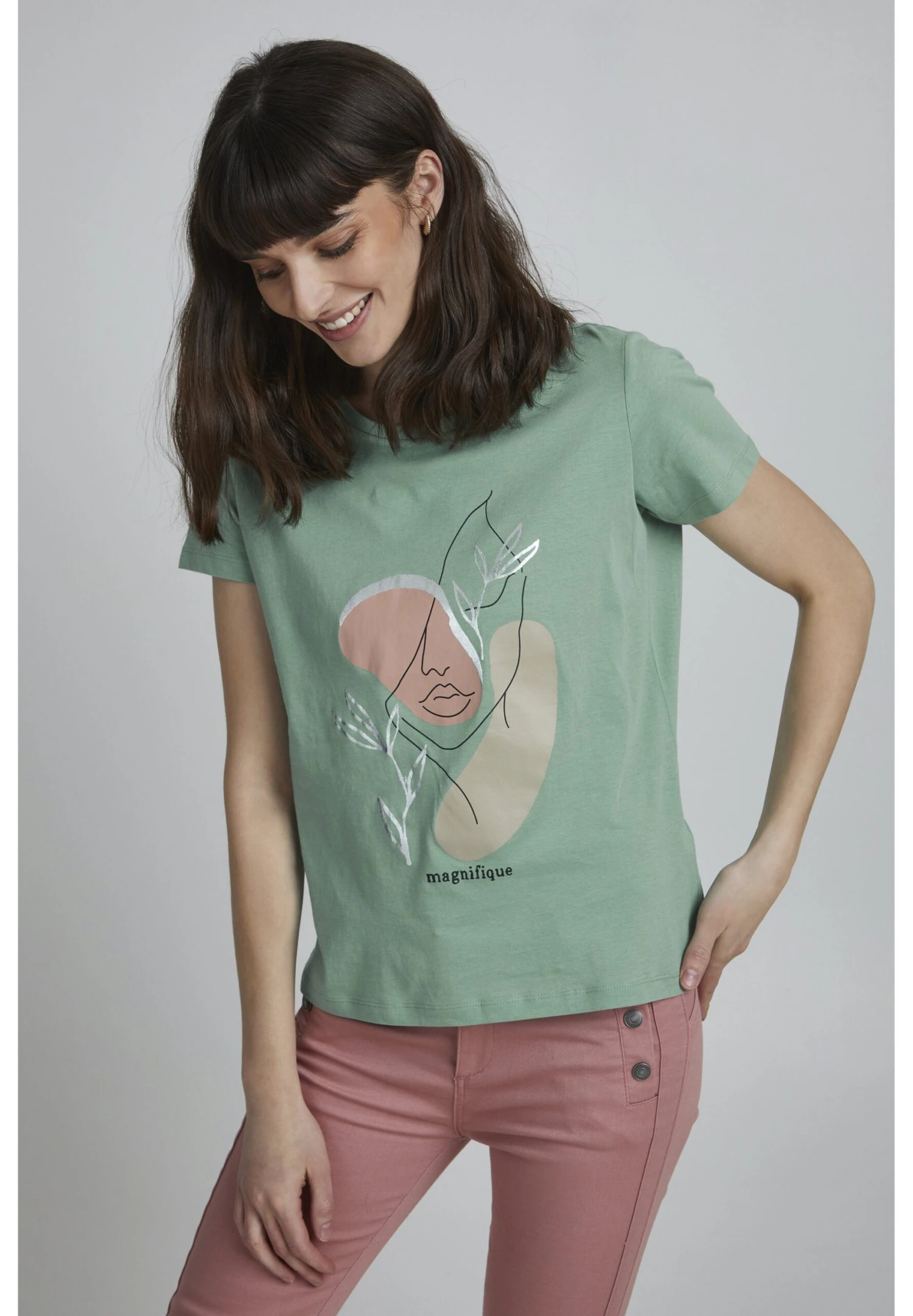 Fransa Frfefresh - Camiseta Estampada - Malachite Green Mix