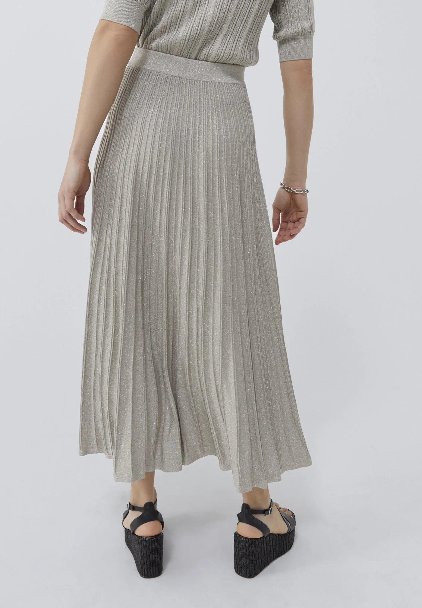 Ikks Mit Lurex - Falda Larga - Silver Grey - Imagen 3