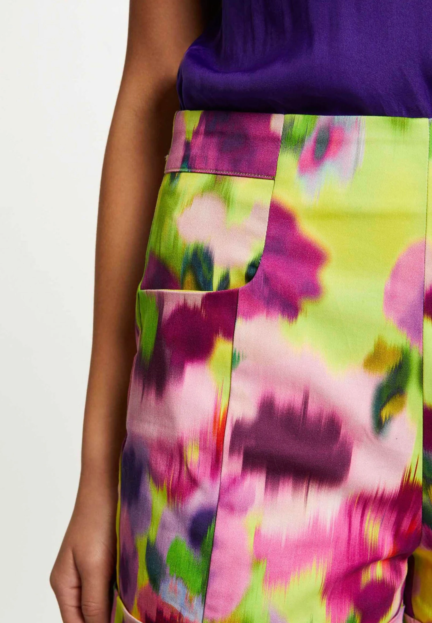 MORGAN Abstract Print - Shorts - Mouchete Vert Clair - Imagen 4