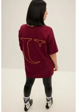 Rücken Rundhals Halbarm - Camiseta Estampada - Dunkel Weinrot