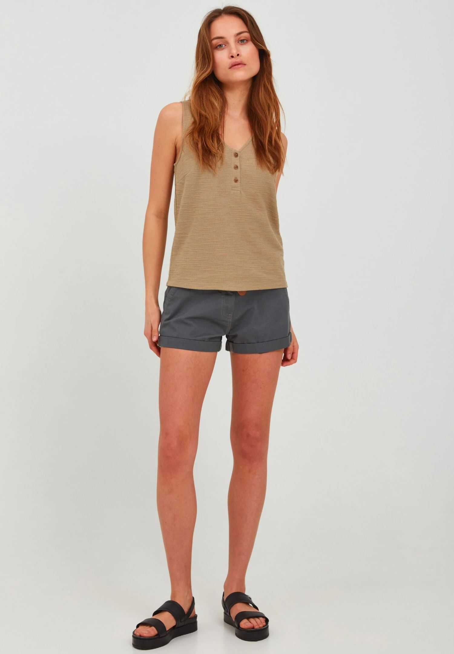 OXMO Oxchanett - Shorts - Dark Grey - Imagen 2