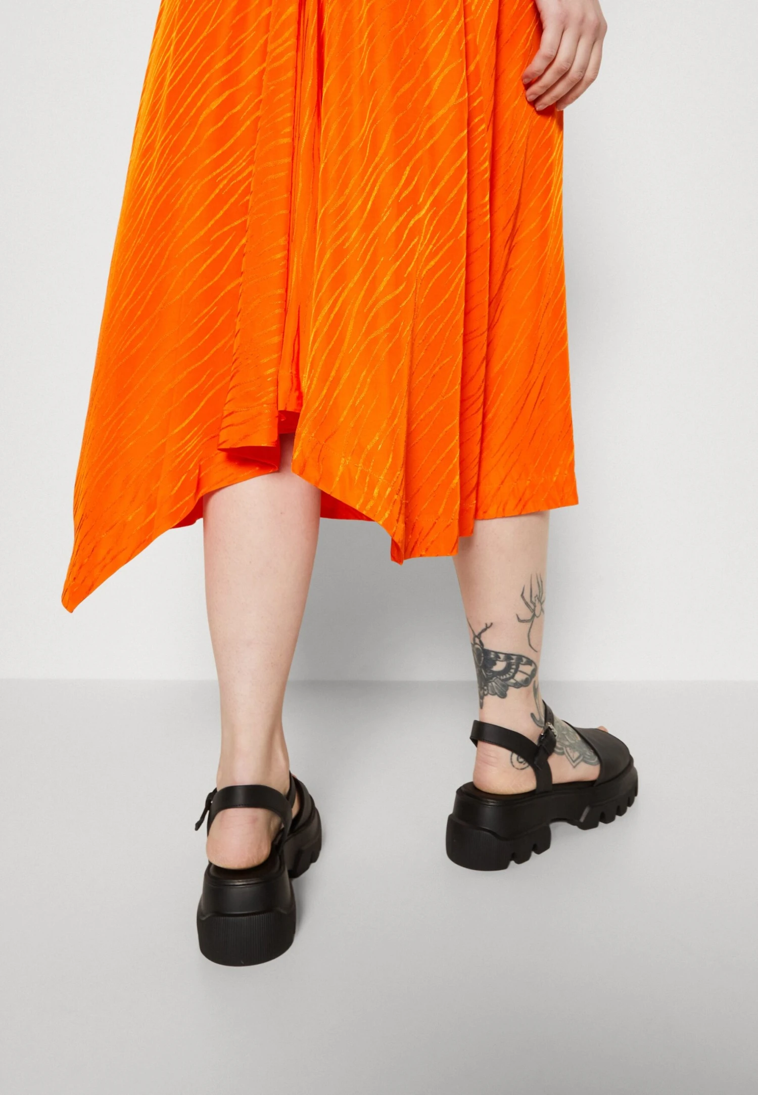 Selected Femme Slfabienne Midi Skirt- Falda Acampanada - Orangeade - Imagen 6