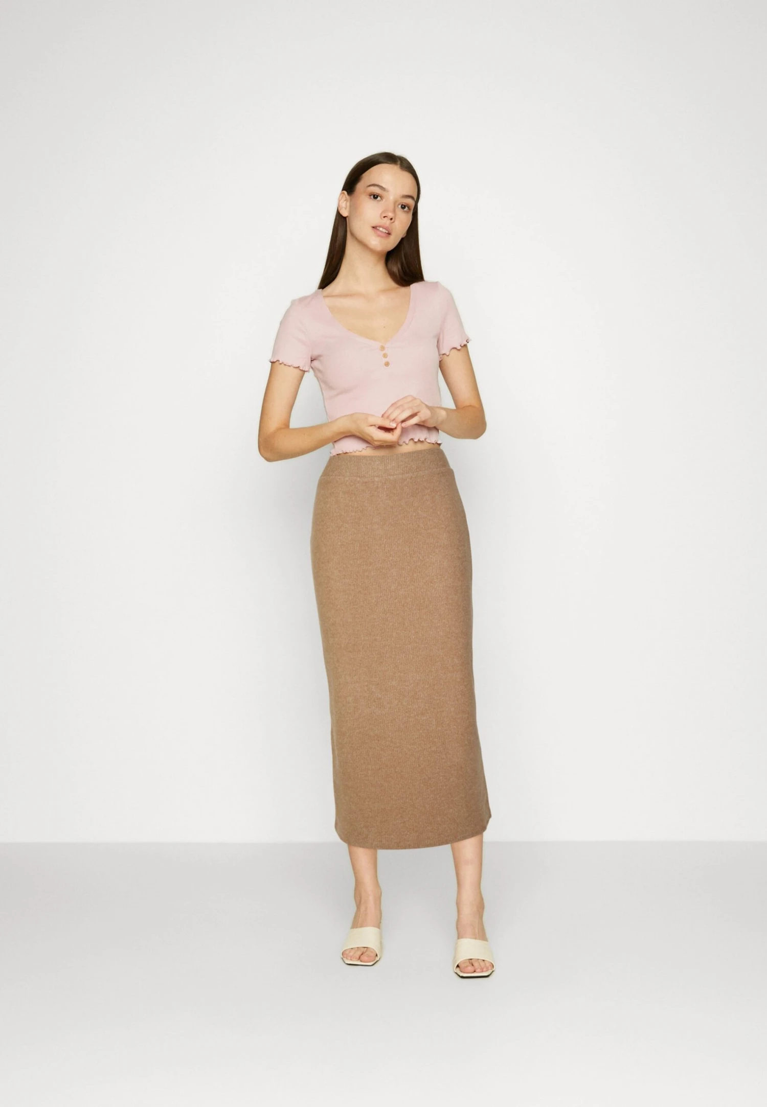 Vila Vihaudi Pencil Skirt - Falda De Tubo - Natural Melange - Imagen 2